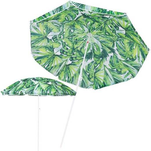 Parasol plażowy 160 cm parasol do ogrodu zielono-biały liście