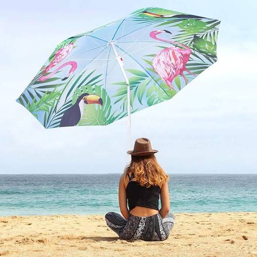 Parasol plażowy 180 cm parasol do ogrodu flamingi