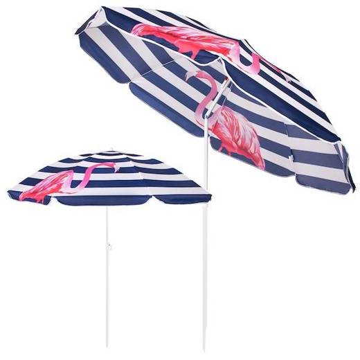 Parasol plażowy 180 cm parasol do ogrodu granatowo-biały flamingi