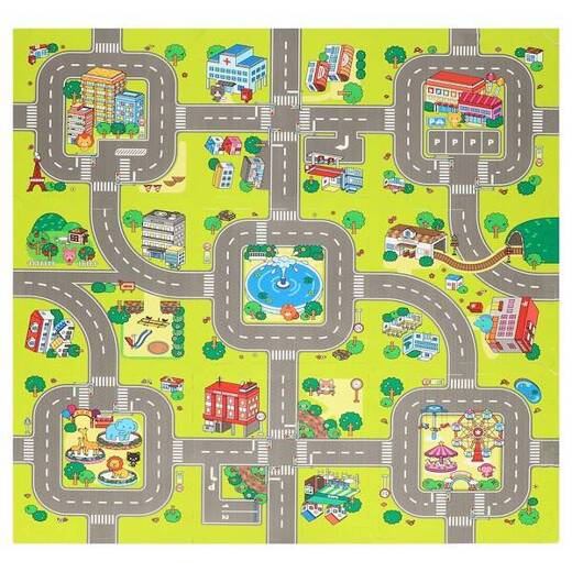 Piankowe puzzle dla dzieci 90x90 cm ulice mata piankowa 9 elementów