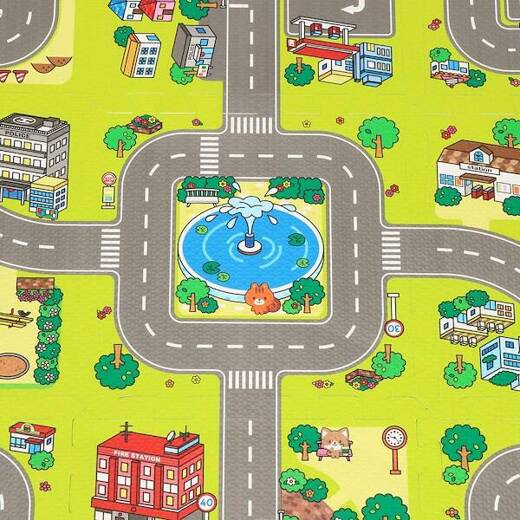 Piankowe puzzle dla dzieci 90x90 cm ulice mata piankowa 9 elementów