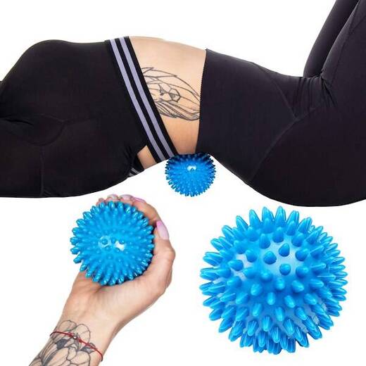 Piłeczka do masażu rehabilitacyjna z kolcami śr. 7 cm niebieska