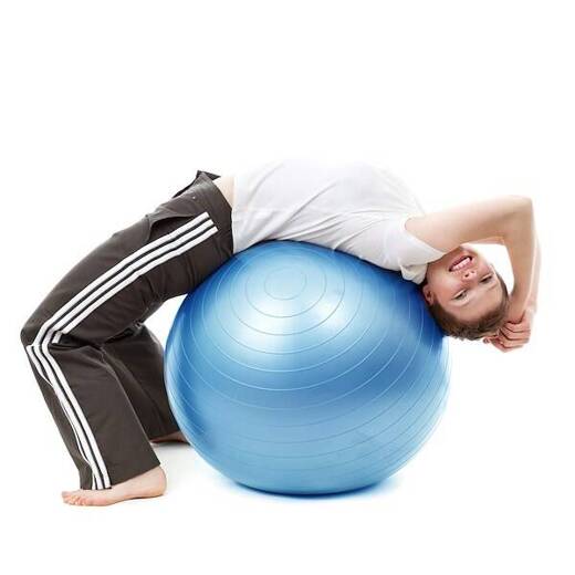 Piłka fitness gimnastyczna do ćwiczeń 55 cm błękitna z pompką