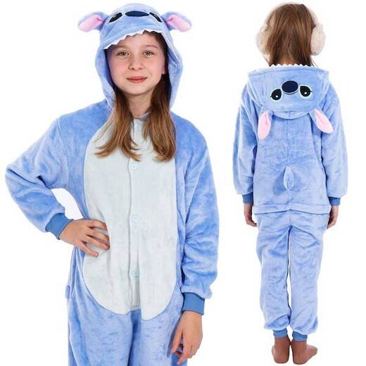 Piżama kigurumi Stitch kombinezon jednoczęściowy dziecięcy rozmiar 120-130 cm