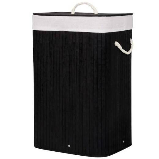 Pojemnik na pranie 72L kosz z klapą bambus naturalny czarny