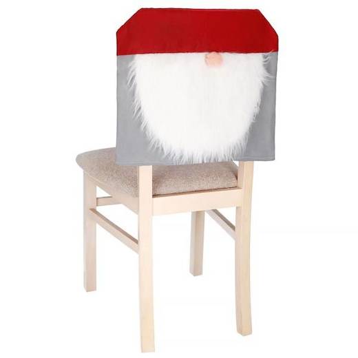 Pokrowiec na krzesło, czapka świąteczny skrzat szary