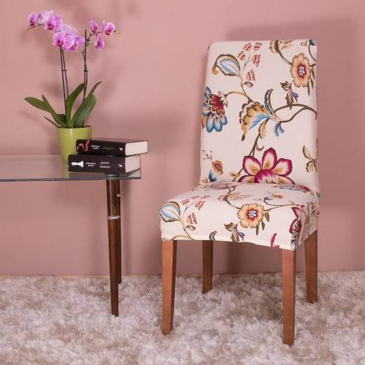 Pokrowiec na krzesło uniwersalny kolorowe kwiaty
