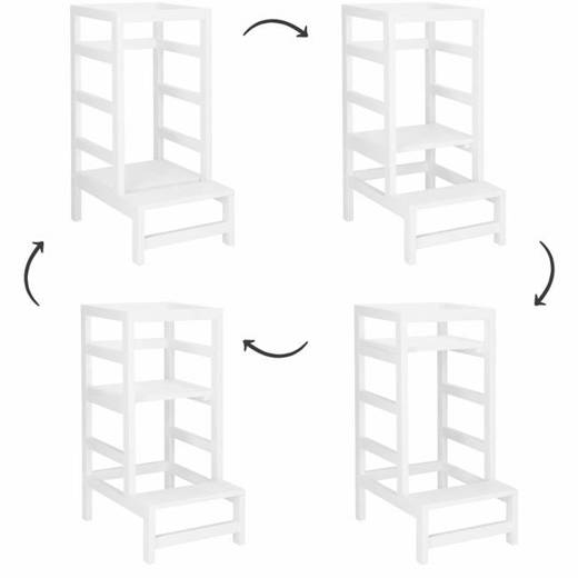 Pomocnik kuchenny 4-poziomowy kitchen helper, podest dla dzieci 90 cm biały