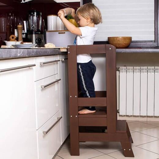 Pomocnik kuchenny 90cm kitchen helper, podest dla dzieci 90 cm brązowy