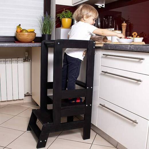 Pomocnik kuchenny 90cm kitchen helper, podest dla dzieci 90 cm czarny