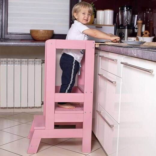 Pomocnik kuchenny 90cm kitchen helper, podest dla dzieci 90 cm różowy