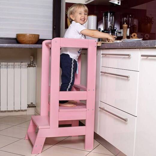 Pomocnik kuchenny 90cm kitchen helper, podest dla dzieci 90 cm różowy