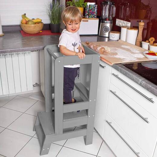 Pomocnik kuchenny, 90cm kitchen helper, podest dla dzieci szary