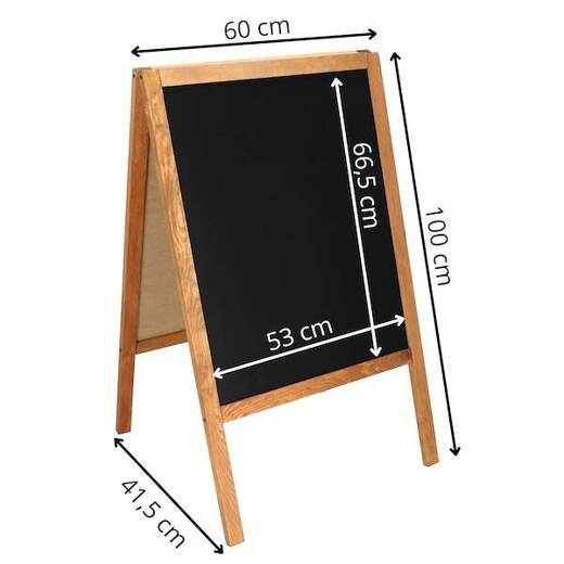 Potykacz drewniany, tablica kredowa 100x60 cm dwustronny