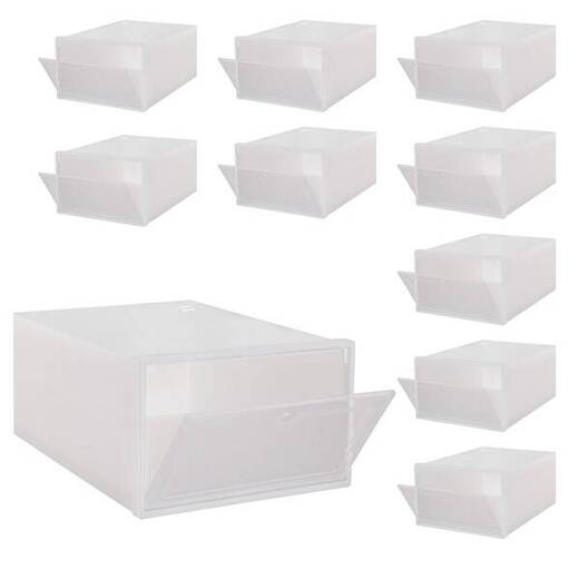 Pudełko na buty z klapą 33x23,5x13,5 cm biały organizer