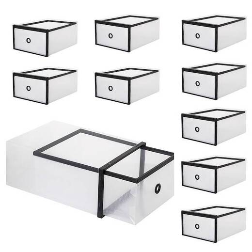 Pudełko na buty z szufladą 33x23x13,5 cm biały organizer zestaw 10 szt.