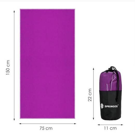 Ręcznik plażowy szybkoschnący 150x75 cm z mikrofibry fioletowy