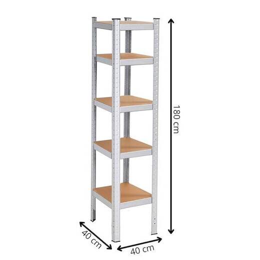 Regał metalowy z 5 półkami 180x40x40cm 875kg do garażu, piwnicy 