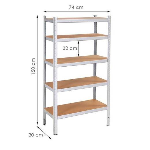 Regały metalowe 2 szt. z 5 półkami 150x75x35 cm 625 kg do garażu, piwnicy