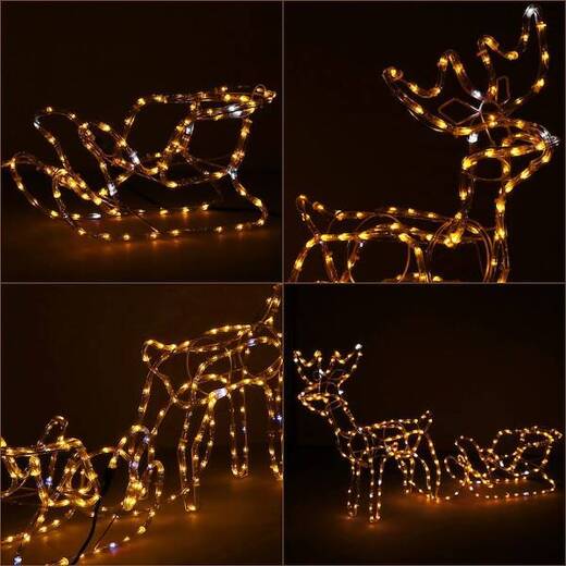 Renifer Led 120 cm świąteczny z saniami świetlna dekoracja do ogrodu biały ciepły + flash