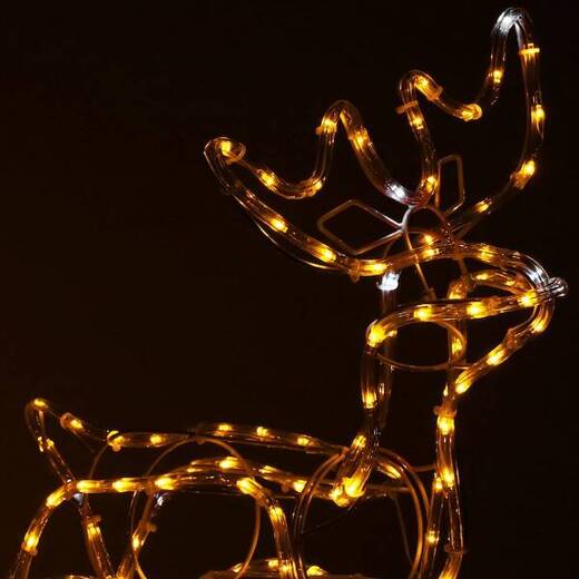 Renifer Led 120 cm świąteczny z saniami świetlna dekoracja do ogrodu biały ciepły + flash