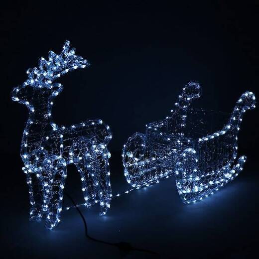 Renifer Led 150 cm świąteczny z saniami świetlna dekoracja do ogrodu biały zimny