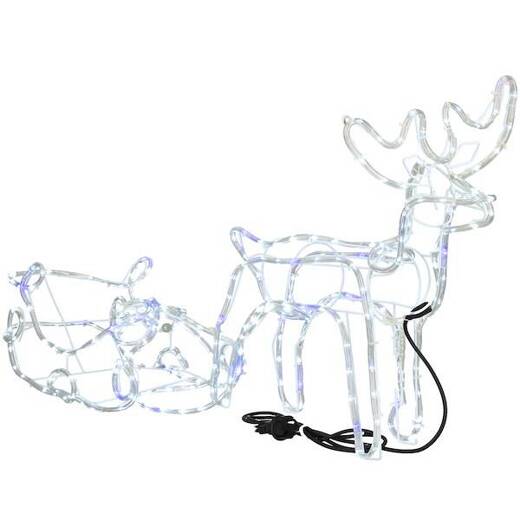 Renifer Led 150 cm świąteczny z saniami świetlna dekoracja do ogrodu biały zimny niebieski flash