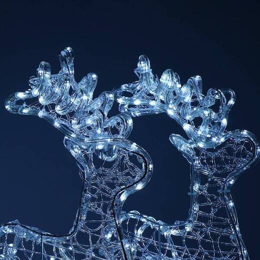 Renifery Led 150 cm świąteczne z saniami świetlna dekoracja do ogrodu biały zimny