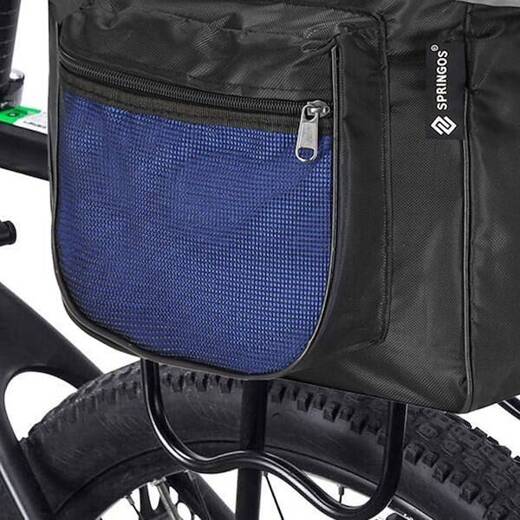 Sakwa rowerowa na bagażnik podwójna torba 15 L czarno-niebieska