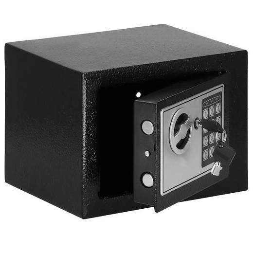 Sejf domowy na pieniądze, kasetka, skrzynka 23 cm z zamkiem elektronicznym czarny