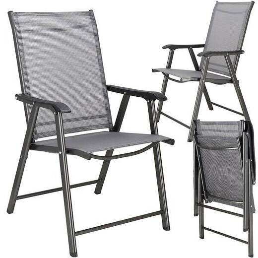 Składane krzesło ogrodowe 2 szt. metalowe grafitowe na balkon zestaw