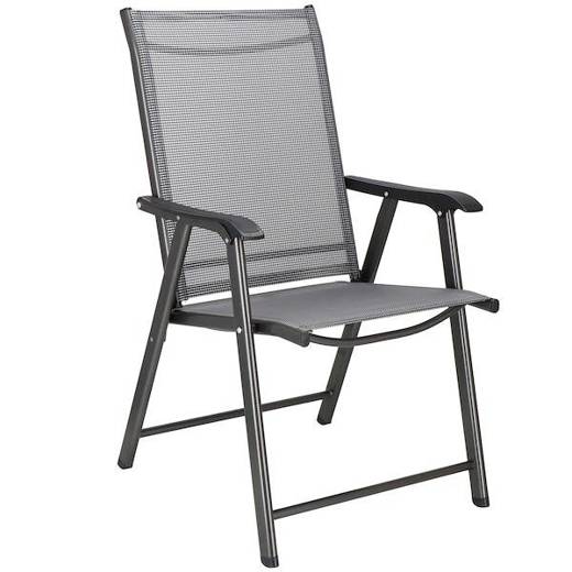 Składane krzesło ogrodowe metalowe czarne na balkon