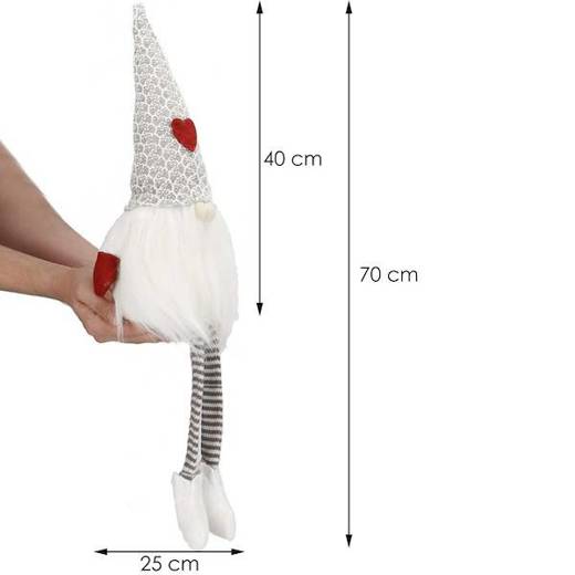 Skrzat 40 cm ozdoba świąteczna, siedzący krasnal świąteczny, gnom