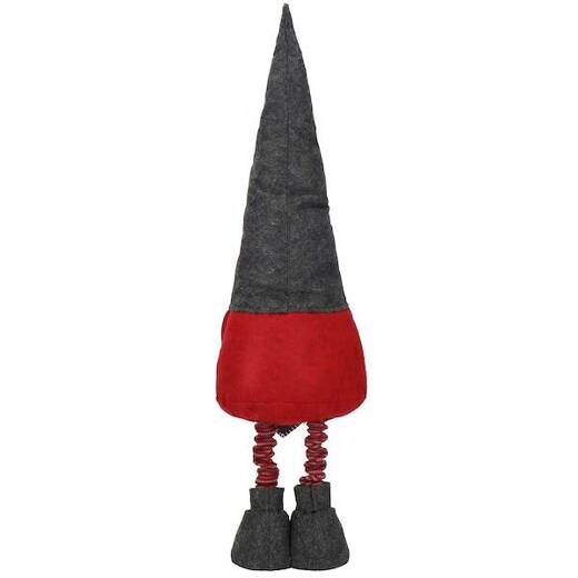 Skrzat 80-125cm ozdoba świąteczna, krasnal świąteczny na teleskopowych nóżkach czerwono-grafitowy
