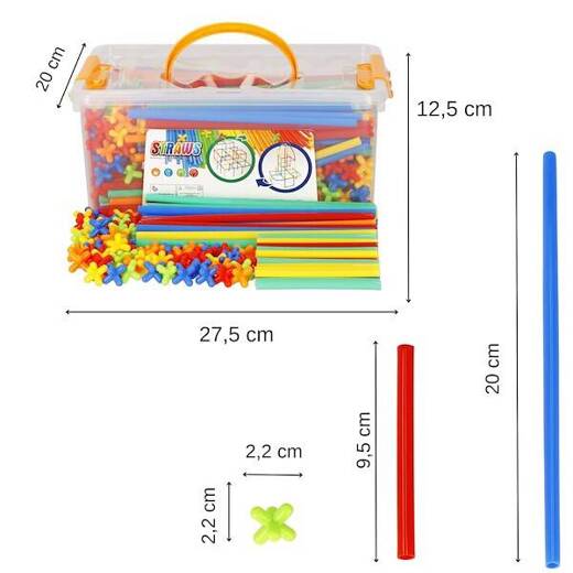 Słomki konstrukcyjne 800 el. kolorowe rurki patyczki zestaw