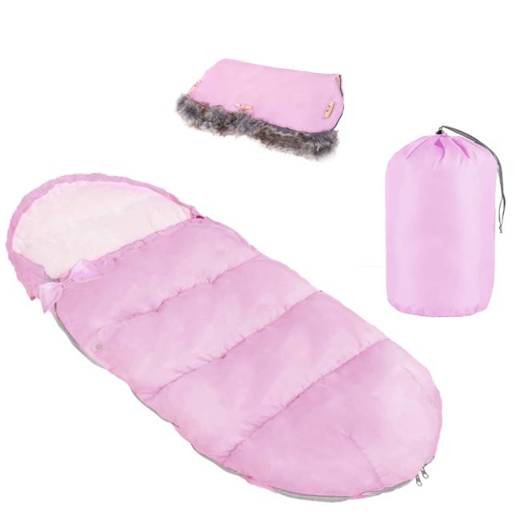 Śpiworek do wózka 4w1, mufka, śpiwór do sanek, gondoli z torbą 90 cm różowy