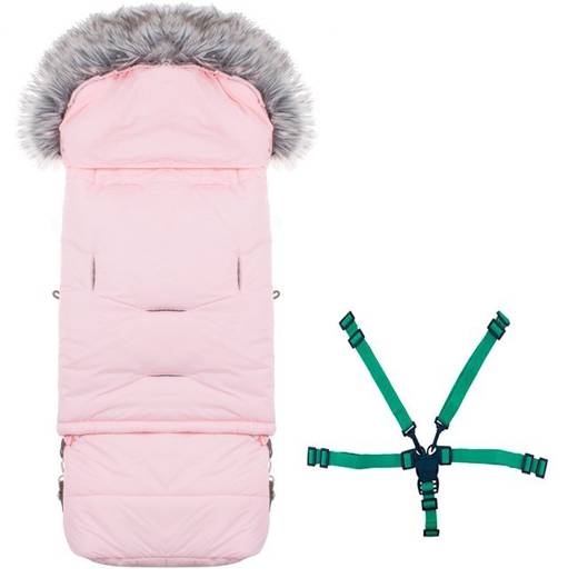 Śpiworek do wózka 4w1, śpiwór z futerkiem do sanek, gondoli z torbą 120 cm różowy
