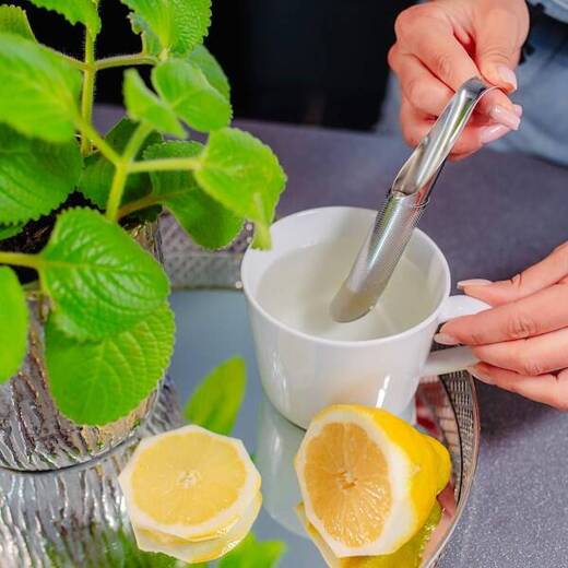 Stalowy zaparzacz do herbaty 15 cm sitko z uchwytem do ziół
