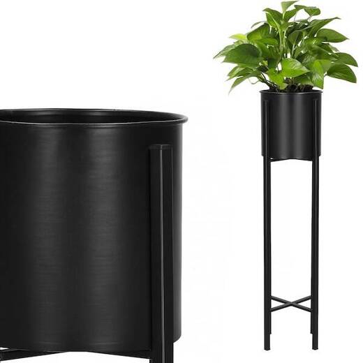 Stojący kwietnik 74 cm stojak z doniczką na kwiaty nowoczesny loft czarny
