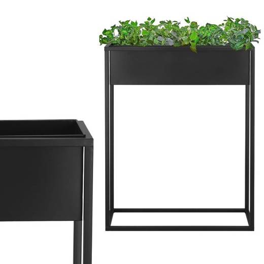 Stojący kwietnik 80 cm prostokątny stojak z doniczką na kwiaty nowoczesny loft czarny mat