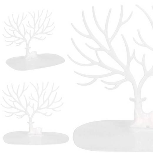 Stojak na biżuterię drzewo 25x23x15 cm ozdobny organizer na kolczyki biały jeleń