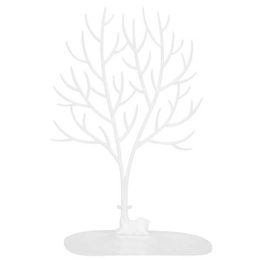 Stojak na biżuterię drzewo 41x25x15 cm ozdobny organizer na kolczyki biały jeleń