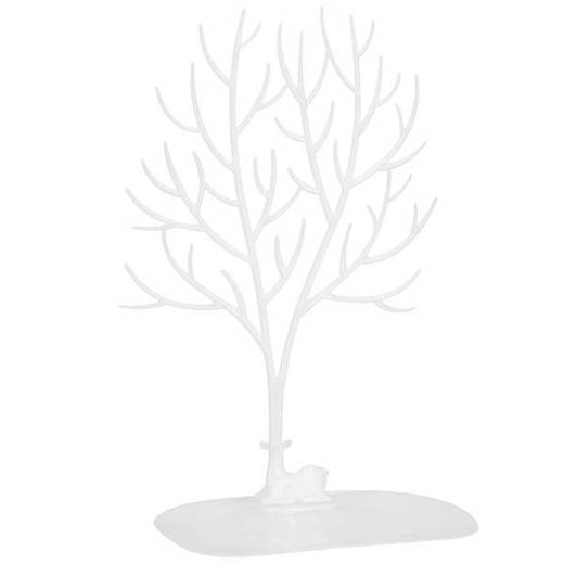 Stojak na biżuterię drzewo 41x25x15 cm ozdobny organizer na kolczyki biały jeleń