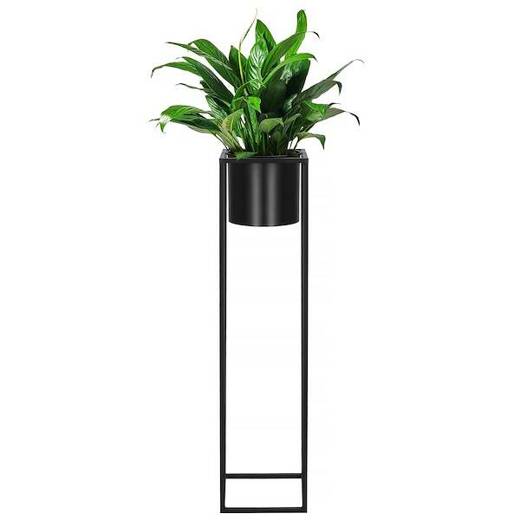 Stojak na kwiaty 100 cm z doniczką nowoczesny kwietnik loft czarny mat