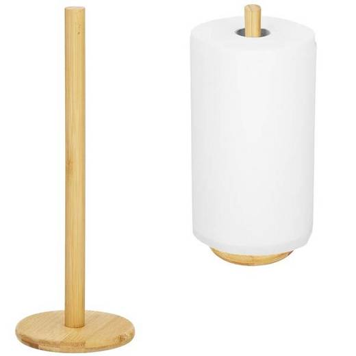 Stojak na papier ręcznikowy, naturalny stojak kuchenny bambusowy