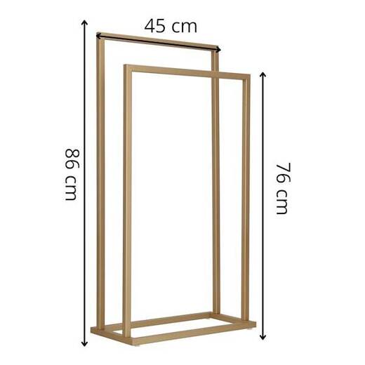 Stojak na ręczniki, podłogowy 86 cm wieszak łazienkowy dwuramienny, złoty