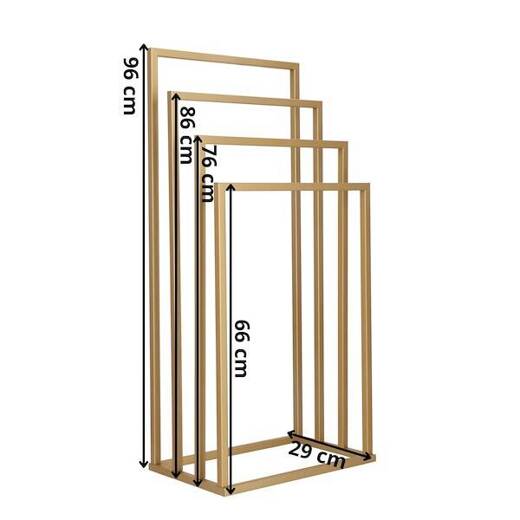 Stojak na ręczniki, podłogowy 96 cm wieszak łazienkowy czteroramienny, złoty