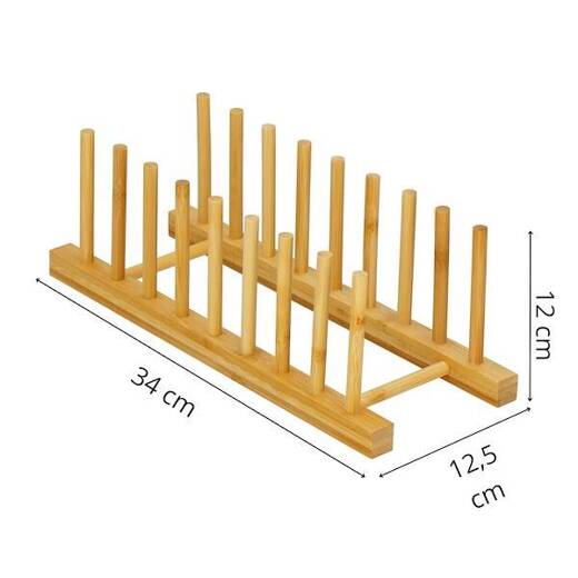 Stojak na talerze bambusowy z 8 przegrodami organizer na pokrywki deski do krojenia