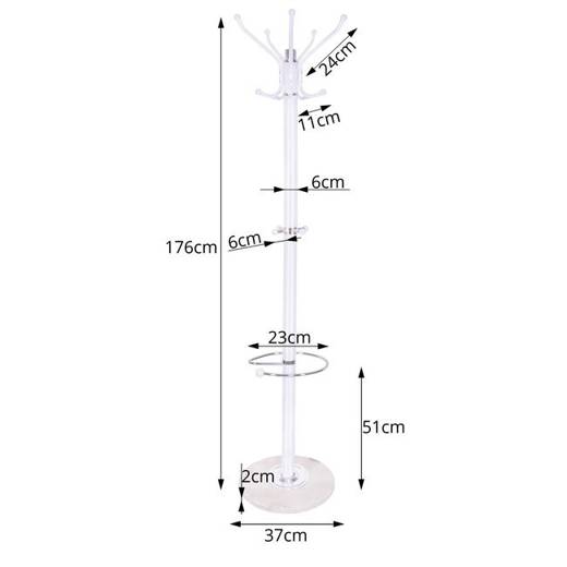 Stojak na ubrania 176cm wieszak stojący, podłogowy marmur biały