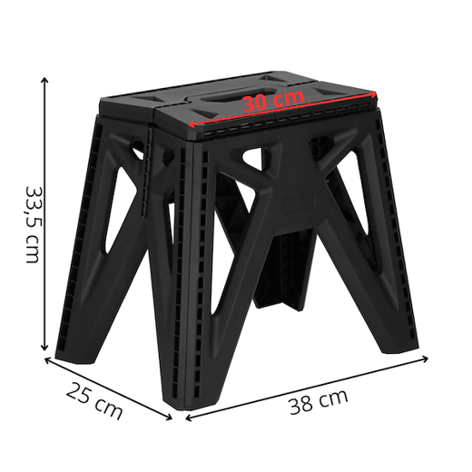 Stołek składany wielofunkcyjny, podest, stopień wys. 33,5 cm do 150 kg czarny